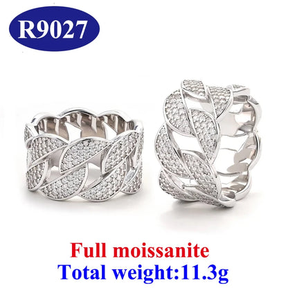 DJMAX Full Moissanite Rings For Men Original 925 Sterling Silver Men and Women's Moissanite Ring