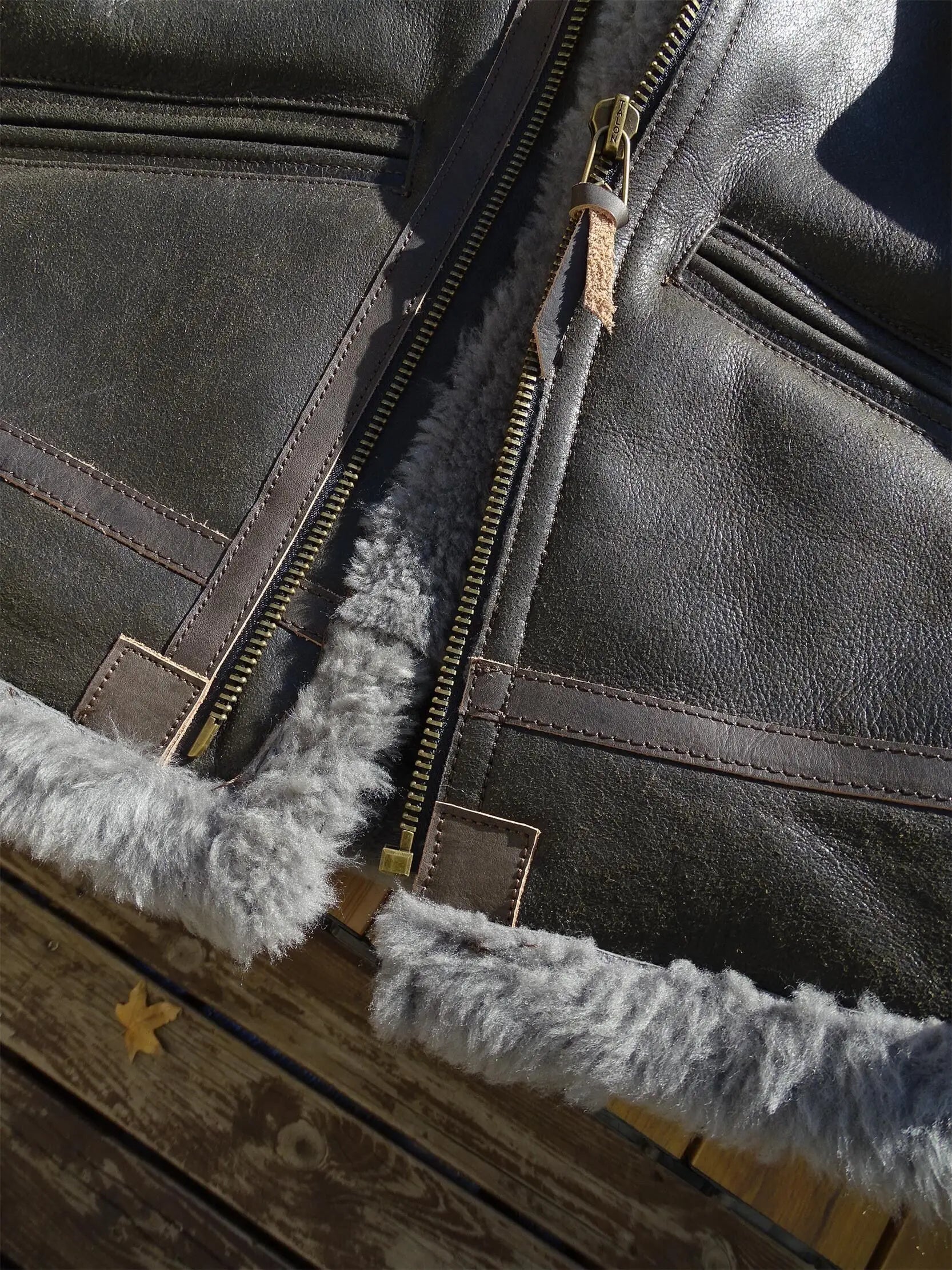 100 Percent Real Sheepskin Shearling Winter Men's Leather Coat