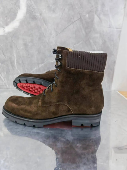 Luxury Brand Boots Genuine Leather Men's Heels Increasing Casual Boot