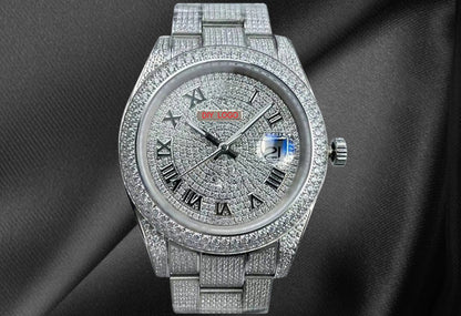 Customized Logo41mm Elegant Men's Sapphire Mirror and Diamond bezel Mechanical Watch