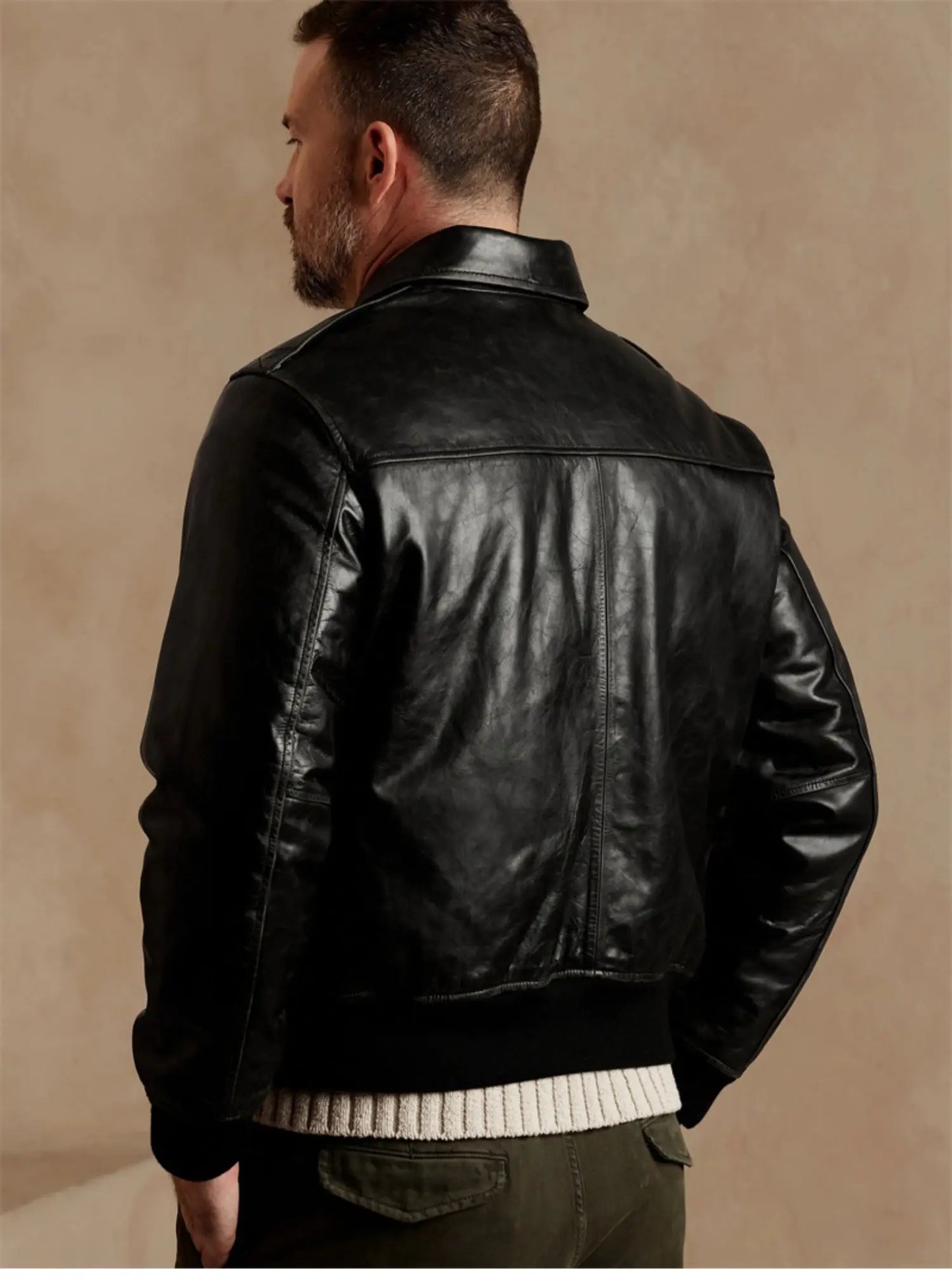 Navy Aviation G2 Flight Suit Tender Small Head Cowhide Leather Men's  Jacket