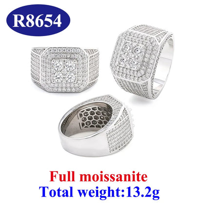 DJMAX Full Moissanite Rings For Men Original 925 Sterling Silver Men and Women's Moissanite Ring