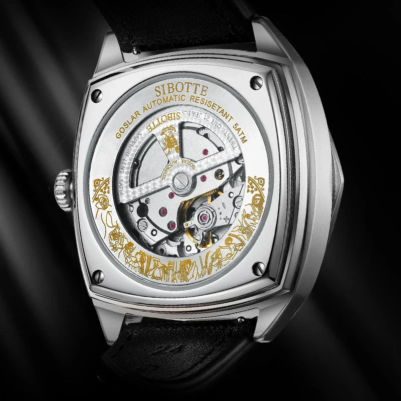 SIBOTTE Luxury Mechanical Automatic AR Sapphire mirror Hollow out Men's watch