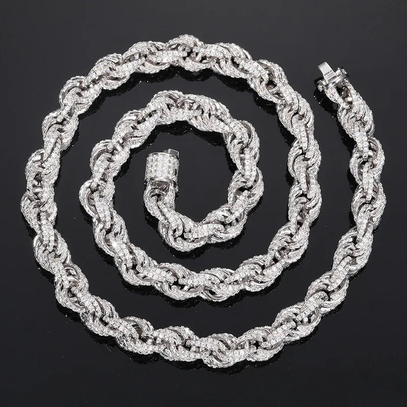 8mm 925 Sterling Silver Necklace VVS D Color Moissanite Hand Chain