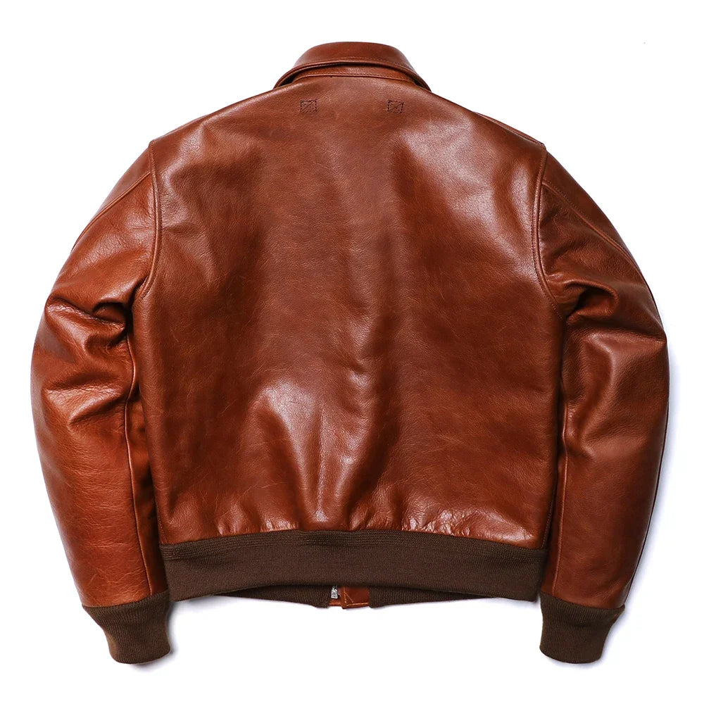Classical A-2 Natural Cowhide Men's Genuine Leather Jacket