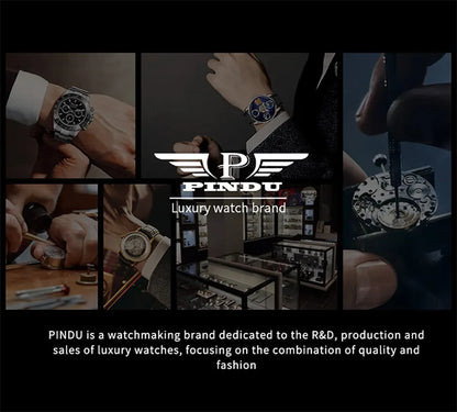 PINDU Watches Oil Pump Design Miyata 8215 Sapphire Mirror Waterproof Luminous Business Men Mechanical Watch