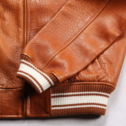 Fat plus size casual sports leather flight suit jacket men's European and American lapel sheepskin tops