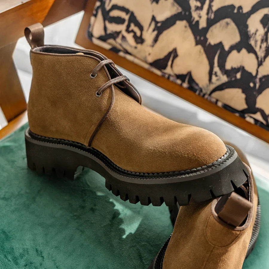 2025 Hanmce Genuine Leather Brohue Ankle Chelsea Boots