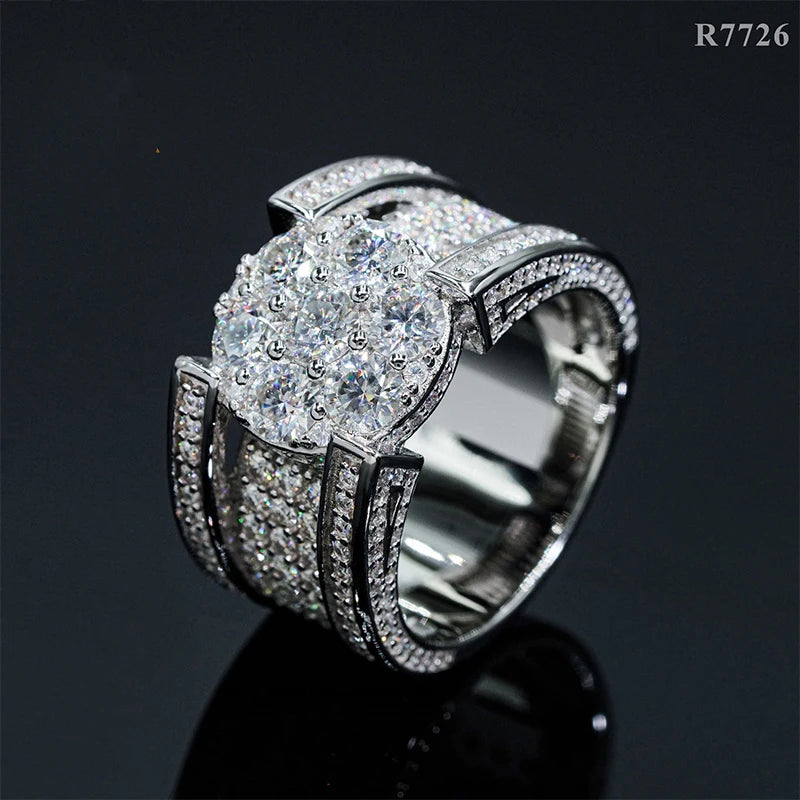 DJMAX Full Moissanite Rings For Men Original 925 Sterling Silver Men and Women's Moissanite Ring