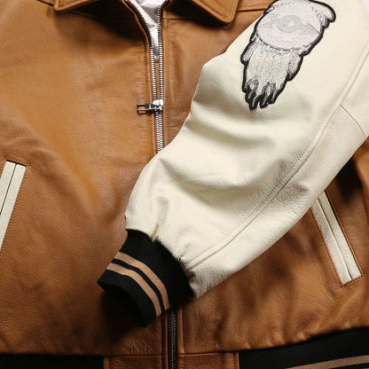 Men's Large Yellow Leather Flight Jacket – Big Chief Embroidery