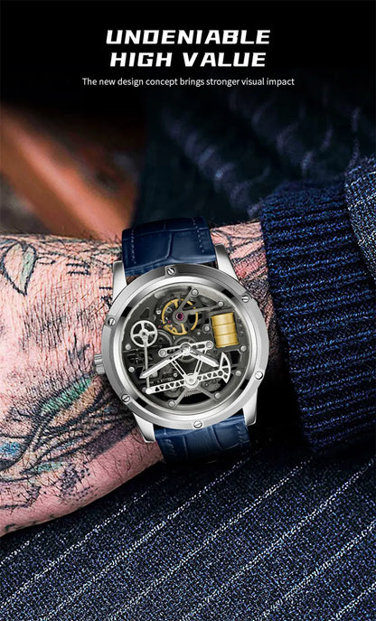 PINDU Watches Oil Pump Design Miyata 8215 Sapphire Mirror Waterproof Luminous Business Men Mechanical Watch
