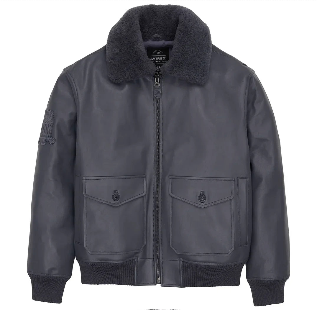Fat plus size casual sports leather flight suit jacket men's European and American lapel sheepskin tops