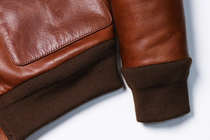 Classical A-2 Natural Cowhide Men's Genuine Leather Jacket