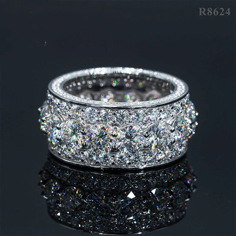 DJMAX Full Moissanite Rings For Men Original 925 Sterling Silver Men and Women's Moissanite Ring