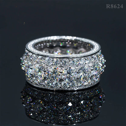 DJMAX Full Moissanite Rings For Men Original 925 Sterling Silver Men and Women's Moissanite Ring