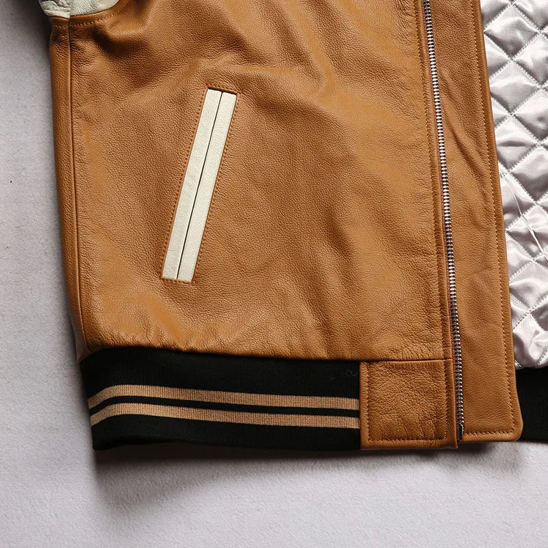 Men's Large Yellow Leather Flight Jacket – Big Chief Embroidery