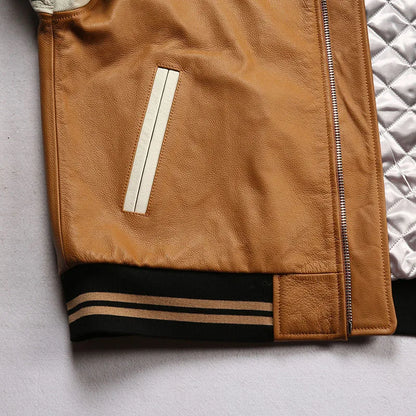 Men's Large Yellow Leather Flight Jacket – Big Chief Embroidery