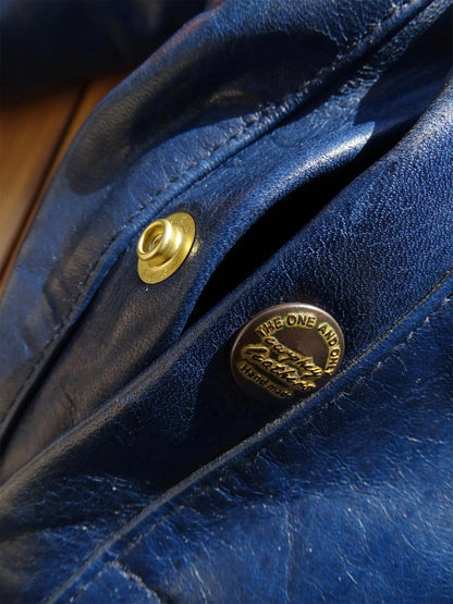 Batik horsehide cotton men women hat diagonal zipper horseshoe sleeve leather coat