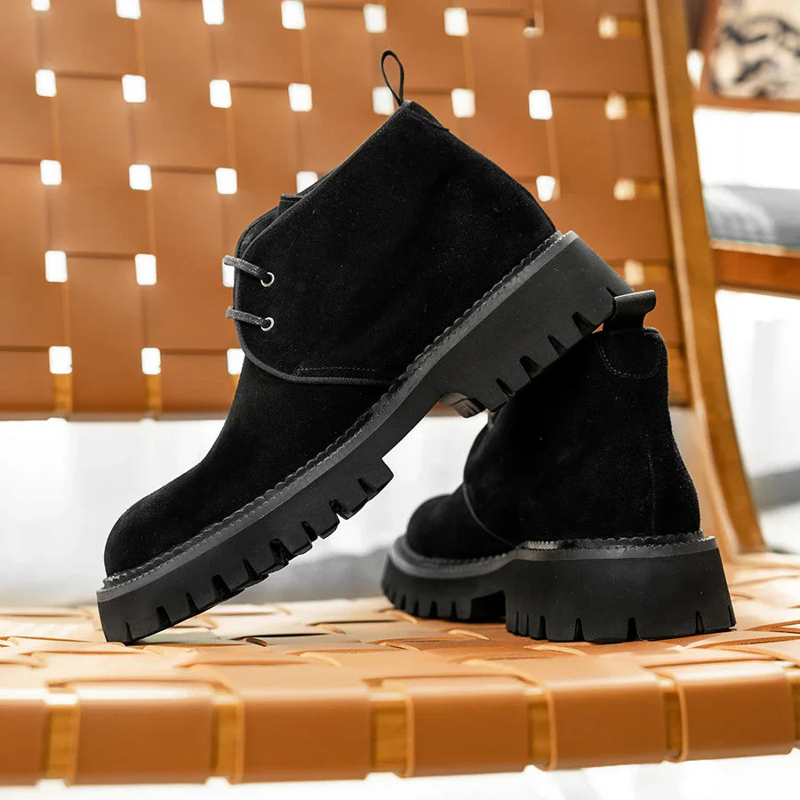 2025 Hanmce Genuine Leather Brohue Ankle Chelsea Boots